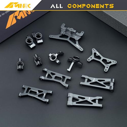 Alum Shock Tower, Suspension Arm, Front Steering Knuckles, Caster Blocks C Hubs and Rear Hubs Compatible with Losi 1/24 Micro-B 1/28 Micro-T Upgrades Part Gray - color: Gray