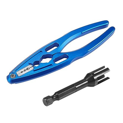 AMK RC Tool Kit Link Rod Ends Assembly 6.35mm Hex Bit Linkages Ball Joint Installing Equipment Shock Clamp 1/10 Scale Accessories for Axial SCX10 TRX4 (Blue+Black) - color: Blue+black