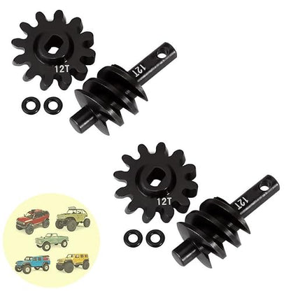 2pcs Steel Axle Differentials Gear 13T/2T Front and Rear Overdrive Differential Worm Gear for Axial SCX24 1/24 RC Crawler Truck Car Upgrades Parts Accessories (2T-12T) - color: 2t-12t
