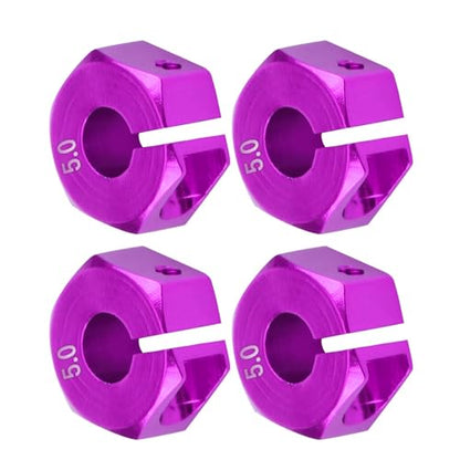 4 Pcs Universal Wheel Hex Hub Adapters,12mm Wheel Hex Mount with Pins and Screws,Wheel Hex Drive Adapters Hub RC Model Vehicle Accessory for RC Spare Part RC Car Upgrade Parts (5.0MM Purple) - size: 5.0MM purple