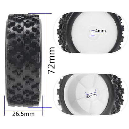 ShareGoo 72mm RC 1/10 On Road Rubber Tires & Wheel Rims 12mm Hex Compatible with Tamiya TT01 Kyosho Fazer Mk2 Traxxas 4Tec 2.0 HSP HPI 1/10 RC On Road Racing & Touring Car (White) - color: White
