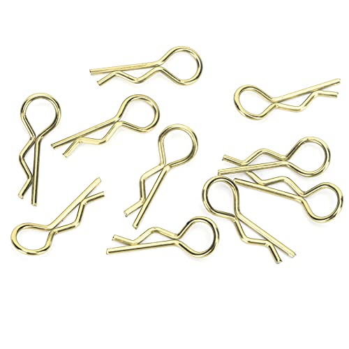 Qiilu Durable RC Body Clips for 1/5 1/6 /8 /10 RC Car - 10Pcs Metal Shell Clip Pins, Teardropshaped Pull Tabs (Gold) - color: Gold