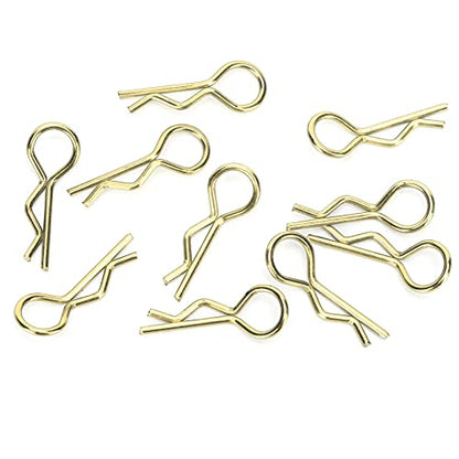 Qiilu Durable RC Body Clips for 1/5 1/6 /8 /10 RC Car - 10Pcs Metal Shell Clip Pins, Teardropshaped Pull Tabs (Gold) - color: Gold