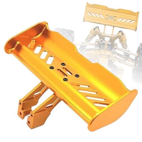 RC Tail Wing Aluminum Tail Wing Rear Spoiler Sturdy 1:14 1:12 Modification Tail Wing Bracket for 144001 124019 144016 4001R, Gold - color: Gold