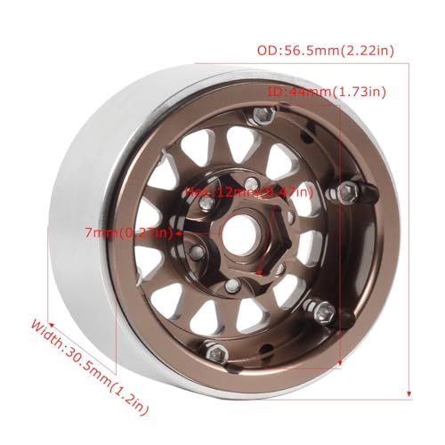 4PCS 1.9" Beadlock Wheel Rims Offset-10mm Aluminum Alloy Metal Wheel Hub for 1/10 RC Rock Crawler Car for Axial SCX10 TRX4 TRX6 D90 D110 Upgrade Accessories(12Holes-Blue) - color: 12holes-blue