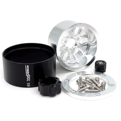 4pcs 1.9 Beadlock Wheels -10.5mm Negative Offset Rims 33mm Wide for TRX4 SCX10 Gen8 1/10 RC Mud Crawler Truck Upgrades - color: Silver