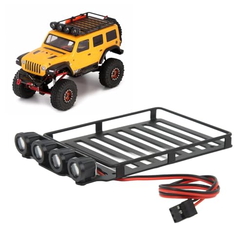 RC Roof Rack Luggage Carrier with 4 LED Lights RC Car Rack Lights Luggage Rack for Axial SCX24 1/24 RC Crawler Accessories (Round Lamp) - size: Round Lamp