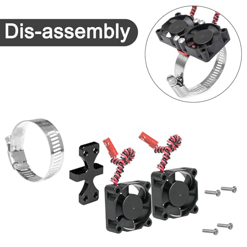 1/7 1/8 1/10 RC Cooling Fan Heat Sink with Adjustable Mount 35-43mm | for 1/7 1/8 1/10 RC Crawler Car 3660 3670 4074 4068 4274, 22000 RPM - style: Black B 30*30mm