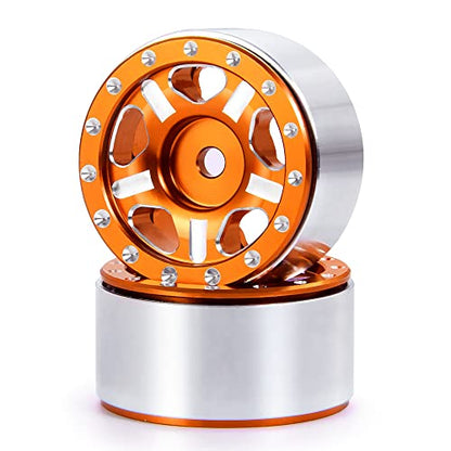 RC-Hub 4Pcs Aluminum Alloy 1.0" Micro Beadlock Wheels for 1/24 Axial SCX24 90081 AXI00001 AXI00002 RC Crawler Car (Orange) - color: Orange