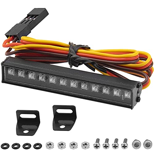 ShareGoo RC LED Light Bar Multi-Mode Roof Lamp Compatible with Axial SCX24 Bronco C10 JLU Gladiator Deadbolt 1/24 RC Crawler (12Leds) - color: 12led