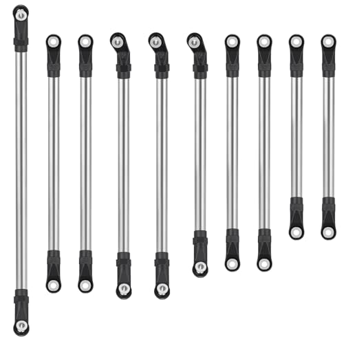 RCHUBAM SCX10 Chassis Linkage Kit Stainless Steel RC Crawler Link Rod End Set Compatible with 1/10 Axial SCX10 AXI90075 UMG10 II RC Crawler Car Wheelbase Upgrade Parts