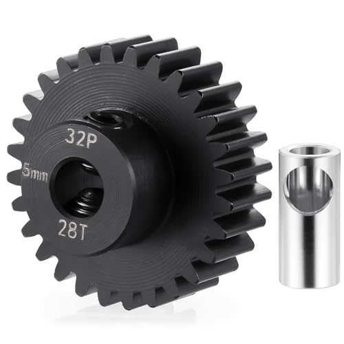 Steel 32P 5mm Pinion Gear 28T Motor Gears for 1/10 1/8 RC Car Parts - size: 28T