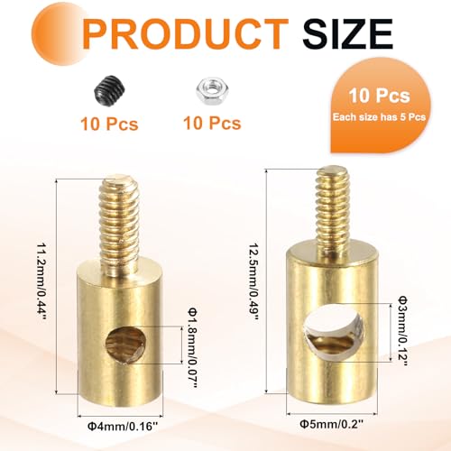 MECCANIXITY Linkage Stoppers Connecting Servo Arm, Push Rod with Nut and Screw for RC Airplane, D4x1.8mm D5x3mm 10 Pcs - size: D4x1.8mm; D5x3mm