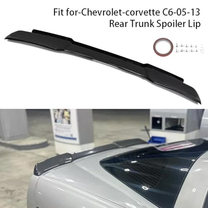 Carbon Fiber For 2005-2013 Chevy Corvette C6 ZR1 Extended Style Rear Trunk Lid Wing Spoiler Light Tinted Wicker bill, with Acrylic Plate - size: For Chevy Corvette C6 ZR1 (2005-2013)