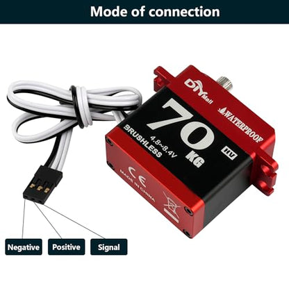 70kg Digital Servo Waterproof High Torque Brushless Motor Steel Gear Servo with 25T Metal Horn for 1/8 1/10 RC Car/Robot/Boat/Plane (270 Degree) - style: 270 degree
