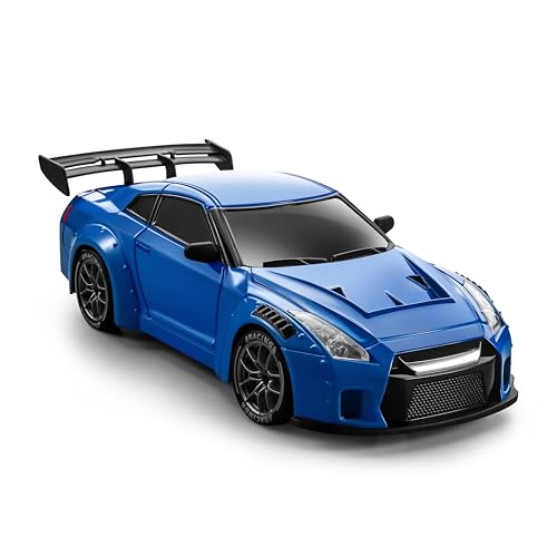 RC Drift Car Pro Upgraded with Gyro, 1:24 Full Proportional Remote Control Car, 25KM/H 4WD High Speed RC Cars with Lights, Extra Racing Tires, Vehicle for Adults Kids Boys Girls, Blue - color: Blue