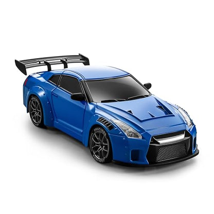 RC Drift Car Pro Upgraded with Gyro, 1:24 Full Proportional Remote Control Car, 25KM/H 4WD High Speed RC Cars with Lights, Extra Racing Tires, Vehicle for Adults Kids Boys Girls, Blue - color: Blue