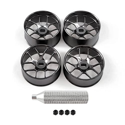 4Pcs Metal 1/24 1/28 RC Car Drift Wheels, [2N+2W] 22mm 1/28 RC Car Drift Hubs for Mini-Z BBS Mini-Q HGD1 Mini-D DRZ Wltoys K969 K989 Rc Car Upgrade Parts (2.5 Degree, Titanium) - color: Titanium, size: 2.5 Degree