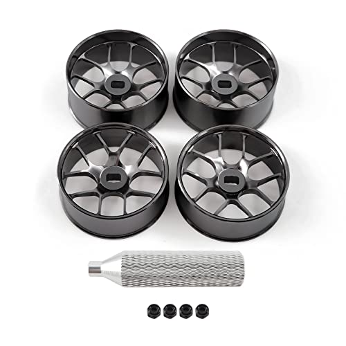 4Pcs Metal 1/24 1/28 RC Car Drift Wheels, [2N+2W] 22mm 1/28 RC Car Drift Hubs for Mini-Z BBS Mini-Q HGD1 Mini-D DRZ Wltoys K969 K989 Rc Car Upgrade Parts (1.5 Degree, Titanium) - color: Titanium, size: 1.5 Degree