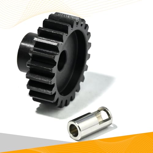 M1.5 22T Pinion Gear 8mm Bore with 8mm to 5mm Shaft Adapter Sleeve, Chromium Steel Motor Gear with Set Screw & Hex Key for Traxxas ARRMA Losi 1/5 1/8 RC Cars - size: 22T