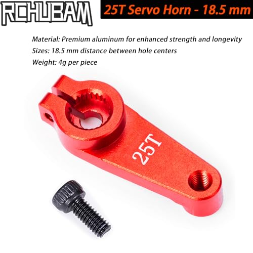 RCHUBAM Universal Aluminum 25T Servo Horn Steering‑Arm for 1/10 RC Car | 2Pcs 25T (18.5mm),Servo Horn with Screw for Futaba Savox Power HD HSP Servos Motor - style: 2Pcs 25T (18.5mm)