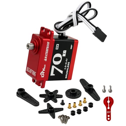 70kg Digital Servo Waterproof High Torque Brushless Motor Steel Gear Servo with 25T Metal Horn for 1/8 1/10 RC Car/Robot/Boat/Plane (360 Degree Continuous Rotation) - style: 360 degree continuous rotation
