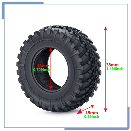 4PCS Rubber Micro RC Tires 38mm for Kyosho Mini Z 4x4 Tires 1/18 Scale 1/24 Scale - size: 38mm
