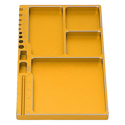RC Magnetic Tray Aluminium Alloy RC Screw Tray RC Repair Tool with Pad Widely Used for RC Airplane Car (Gold) - color: Gold
