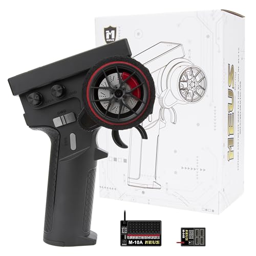 MEUS RACING ME-10B RC Transmitter 10 Channels 2.4GHz and Receiver with Coach Mode for 1/8 1/10 1/18 1/24 RC Crawler Car Boat TRX4 TRX4M SCX10 SCX24 Upgrades Parts (Black - 2 Receivers) - color: Black - 2 Receivers