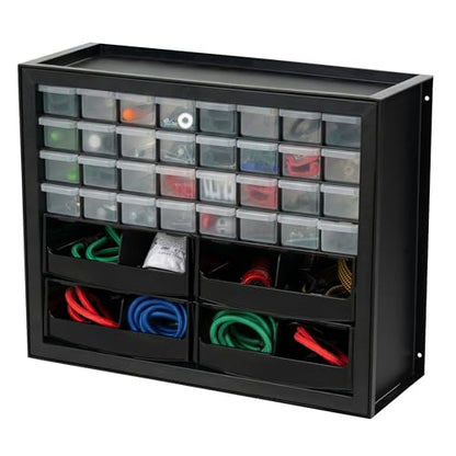 IRIS USA 32-Drawer Organizer with 4 Bins and Dividers, Garage Tool, Black | Wall mountable, Stackable, Hardware, Electronics, Teacher Toolbox, Small Parts, Nuts & Bolts, Screws - color: Black, size: 32 Drawer + 4 Bins
