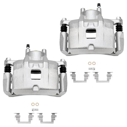 Detroit Axle - Front Steering Knuckles & Wheel Hub Bearings + Brake | Calipers w/Bracket Kit Replacement for Jeep Patriot Compass Dodge Caliber - size: 4BU48612/Kit
