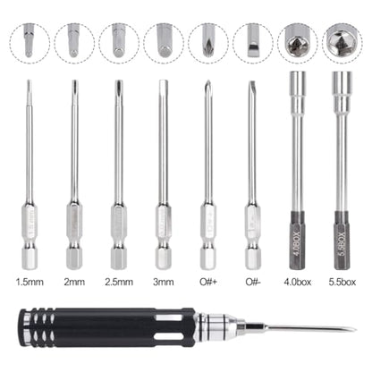 10pcs RC Model Repair Tools Kit with 1.5/2.0/2.5/3.0/4.0/5.5mm Hex Screwdrivers Wrench Phillips & Slotted Screwdriver, Metal Tray for RC Cars Helicopter Drone Boat (10pcs Kit) - color: 10pcs Kit