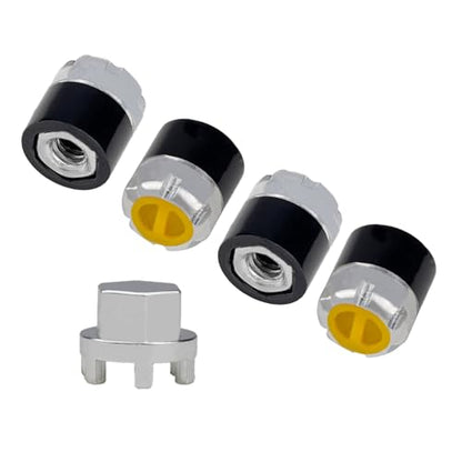 4PCS TGCWENG M4 CNC Aluminum Alloy RC Wheel Hex Nuts with Tools Suitable for TRX4 Axila SCX10 Redcat HSP Etc 1/10 RC Crawler Car (Yellow) - color: Yellow