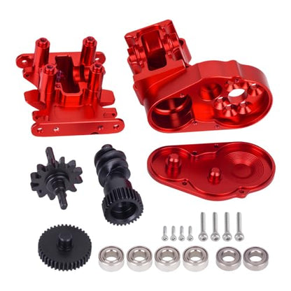 Ultralight Aluminum Transmission Skid Plate Kit,Gearbox with Metal Gears Set for 1/30 Axial SCX30 Upgrade Parts (Red) - color: Red