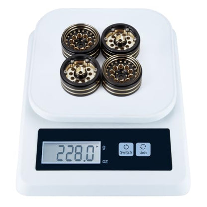 Brass 1.3" RC Beadlock Wheel Rims for 1/18 TRX4M 1/24 AXIAL SCX24 | 4pcs/228g Heavy Weight RC Crawler Car Upgrade Parts - color: Black