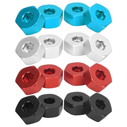 Raguso 4pcs Wheel Hex Hub Adapters 5mm to 12mm Combiner Aluminum Alloy Hex Hub Adapter Compatible with WPL D12 1/10 RC Trucks RC Car Spare Upgrade Parts(Black)