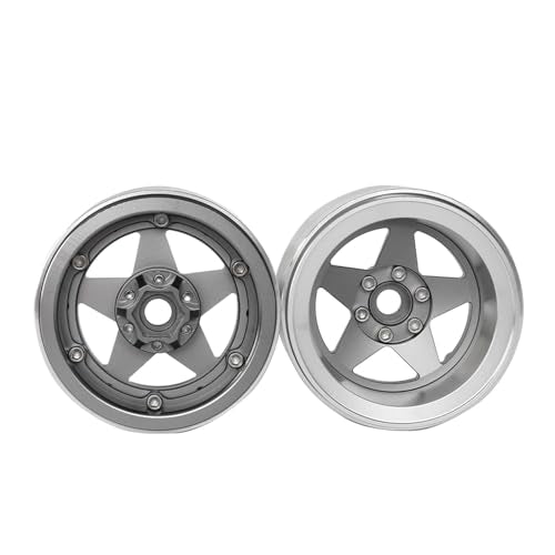 Aluminum 2.2" Beadlock Wheel Offset -10mm Metal Rims for SCX10 RR10 TRX4 VS4-10 Gen8 1/10 RC Crawler Car Upgrade Parts (5-Spoke, Gray) - color: 5-spoke, Gray