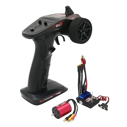 2.4G CH2 RC Transmitter and Receiver Waterproof 2430 5800KV Brushless Motor 30A ESC 3 in 1 Comb Set for RC Car Boat - color: Red-1
