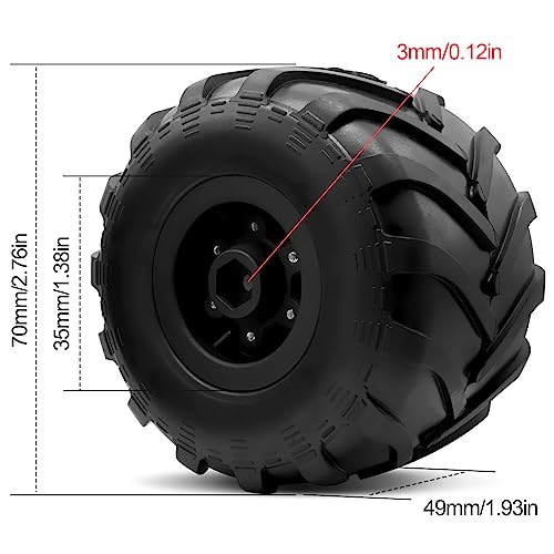 OGRC 1.0" Monster Truck Wheel Tires for SCX24 1/24 RC Crawler Car, 70*49mm | Monster Truck Wheel Rim Tires, M1 Compound, for FMS FCX24 SCX24 B17 Axial 1/24 RC Crawler, Black - color: Black