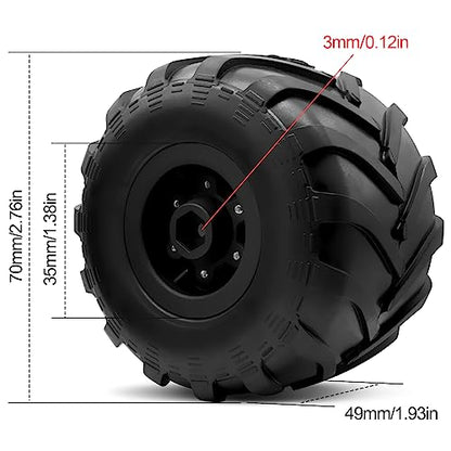 OGRC 1.0" Monster Truck Wheel Tires for SCX24 1/24 RC Crawler Car, 70*49mm | Monster Truck Wheel Rim Tires, M1 Compound, for FMS FCX24 SCX24 B17 Axial 1/24 RC Crawler, Black - color: Black