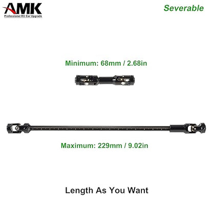 AMK 68-229mm Severable Ruled SCX10 Driveshaft Stainless Steel TRX4 Drive Shaft for 1/10 RC Crawler Sportys Scalers GSPEED Axial Capra UTB10 Pro Upgrades DIY LCG Rig (2Pcs Black) - color: 2pcs Black