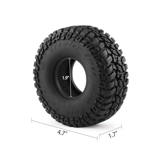 4PCS Soft Rubber Tires for RC 1:10 On Road Car 1.9" Crawler Tires with Foam for Axial SCX10 90047 SCX10 III AXI03007 Redcat Gen8 TRX-4 Tyre