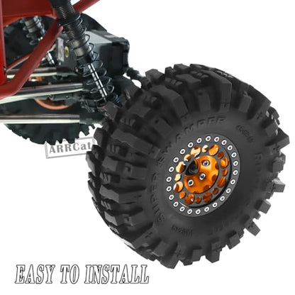 RC 1.9 Beadlock Wheels and Tires for 1/10 SCX10 SCX10 II 90046 SCX10 III AXI03007 SCX10 Pro TRX4 TRX6 Gen7/8 D90 VS4-10 MST CFX RC Crawler Car,Aluminum 1.9 Beadlock Wheel Rims and Tires,Gold - color: Gold for Axial SCX10