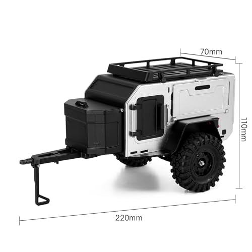 INJORA Off-Road Camping Trailer for 1/18 1/24 RC Crawlers TRX4M SCX24 Upgrade(Silver) - color: Silver