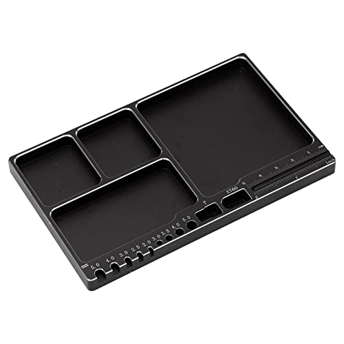 Magnetic Parts Tray, Portable Size RC Repair Tool Tray Aluminium Alloy for RC Car, Magnet Screws Holder Plate RC Fixing Tools Compatible with Axial 1/8 1/10 RC Car Boat