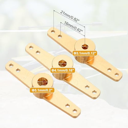 MECCANIXITY Steering Servo Arm, Double Aluminum Steering Arm Servo Horn 4.1mm for RC Model Car Robot Boat Airplane Pack of 2 (Gold)