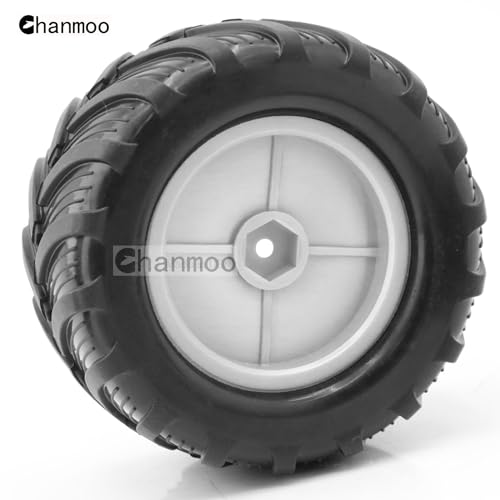 1/18 RC Monster Truck Tires And Hard Plastic Wheels Rims 12mm Hex 1/16 Rubber Buggy Off Road Tyres OD 100mm For 1/12 1/14 Scale Truck Car Traxxas E-REVO HSP HPI Tamiya Losi 4PCS (White) - color: White