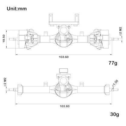 MEUS RACING SCX24 Metal V3 Isokinetic Axles +9MM with 3-Section CVD for Axial 1/24 SCX24 - color: Silver