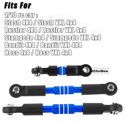 RC Alloy Turnbuckles Camber Links Upgrades Part for 1/10 Slash 4WD(VXL),Rustler 4WD(VXL),Stampede 4WD(VXL),Bandit 4WD(VXL),Hoss 4WD(VXL) Adjustable Tie Rods & Turnbuckles Hops Up,Navy Blue - color: Navy Blue-1set