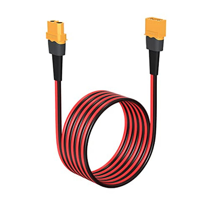 ELFCULB 12AWG 10FT XT60 Extension Cable 2 6 10 20 35 50 75 100FT XT60 Female to Male Connector for RC Battery Portable Power Station Solar Panel(10FT) | XT60 connector cable with stranded tinned copper wire for battery charging, power distribution, and eq